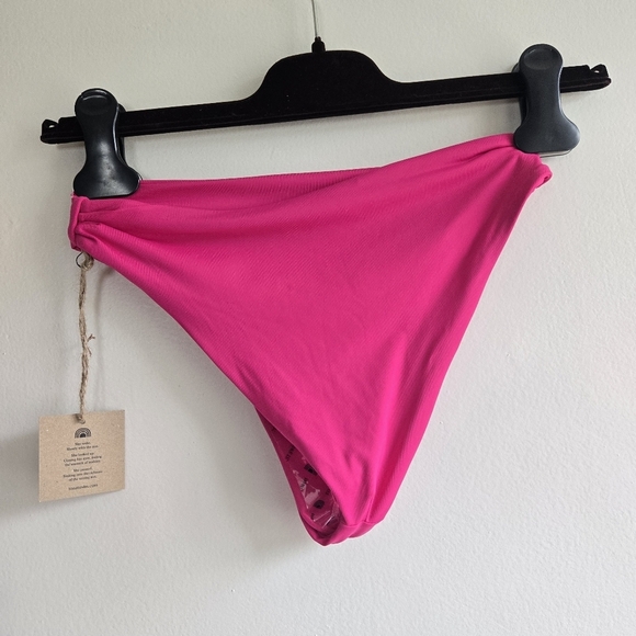 New Toast Swim Signature Cinch High Rise Cheeky Pink Combo Bikini Bottoms NWT XS - Picture 6 of 8